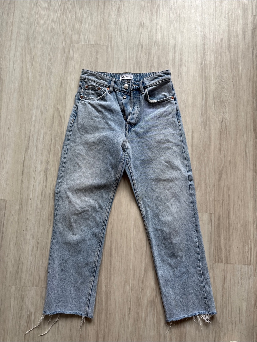 Zara Light Blue Button-Fly Denim Jeans